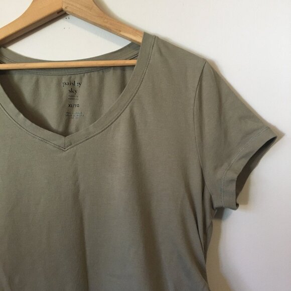 Paisley Sky Olive Green Cotton Maternity Tee - Picture 5 of 15
